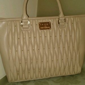 Almond Bebe Diamanda Quilted Zipper Tote